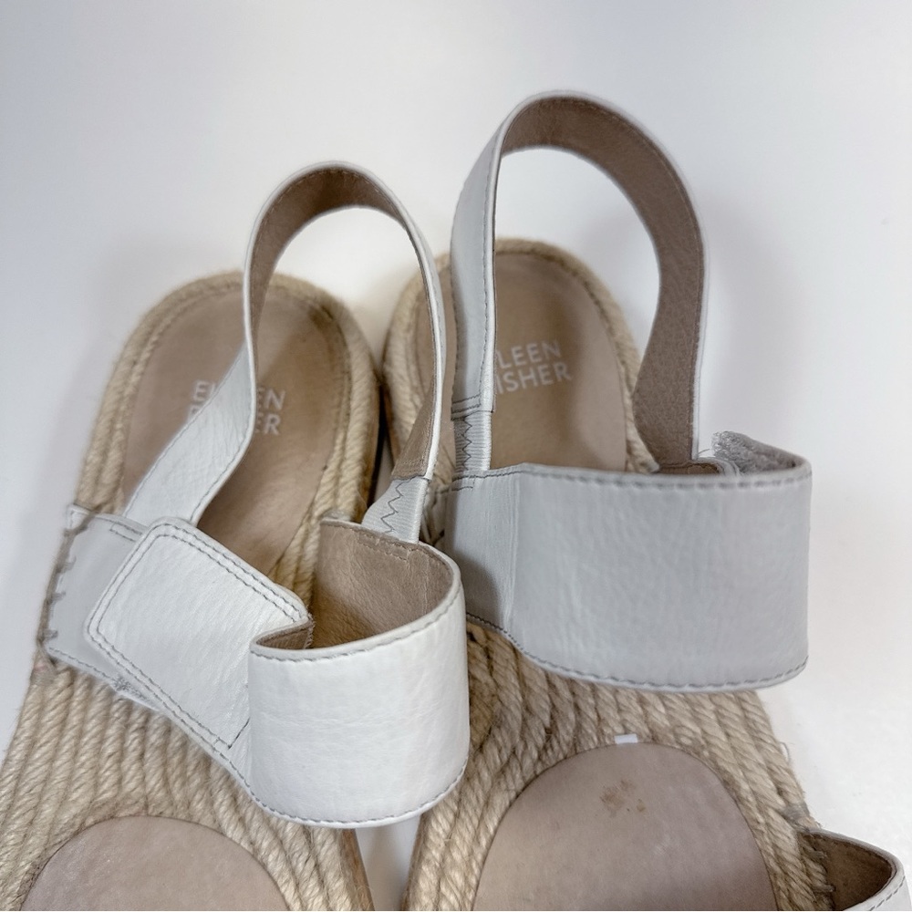 Eileen Fisher Womens 9 Max Espadrille Open Toe Leather Sandal White Color CN - Picture 8 of 10